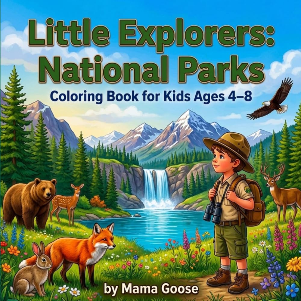 Little Explorers: National Parks: Coloring Book for Kids Ages 4–8