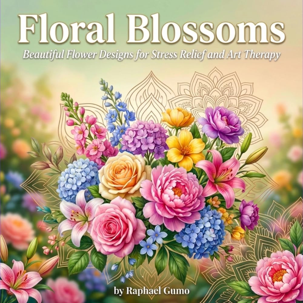 Floral Blossoms: Beautiful Flower Designs for Stress Relief and Art Therapy